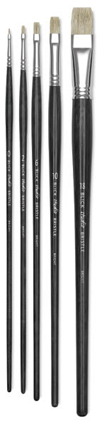 Open in modal - Blick Studio Bristle Brushes - Set of 5 Bright Brushes upright
