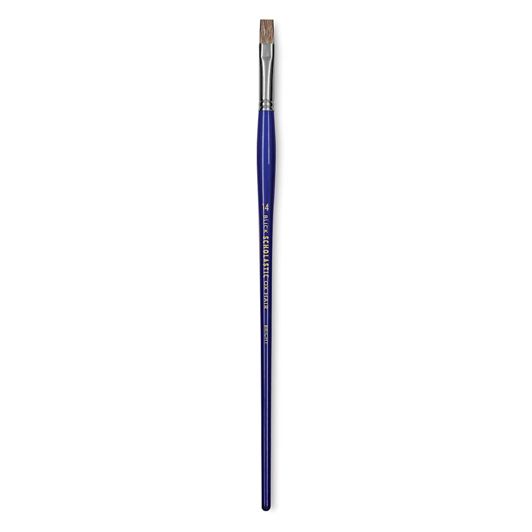 Open in modal - Blick Scholastic Ox Hair Brush - Bright, Long Handle, Size 14