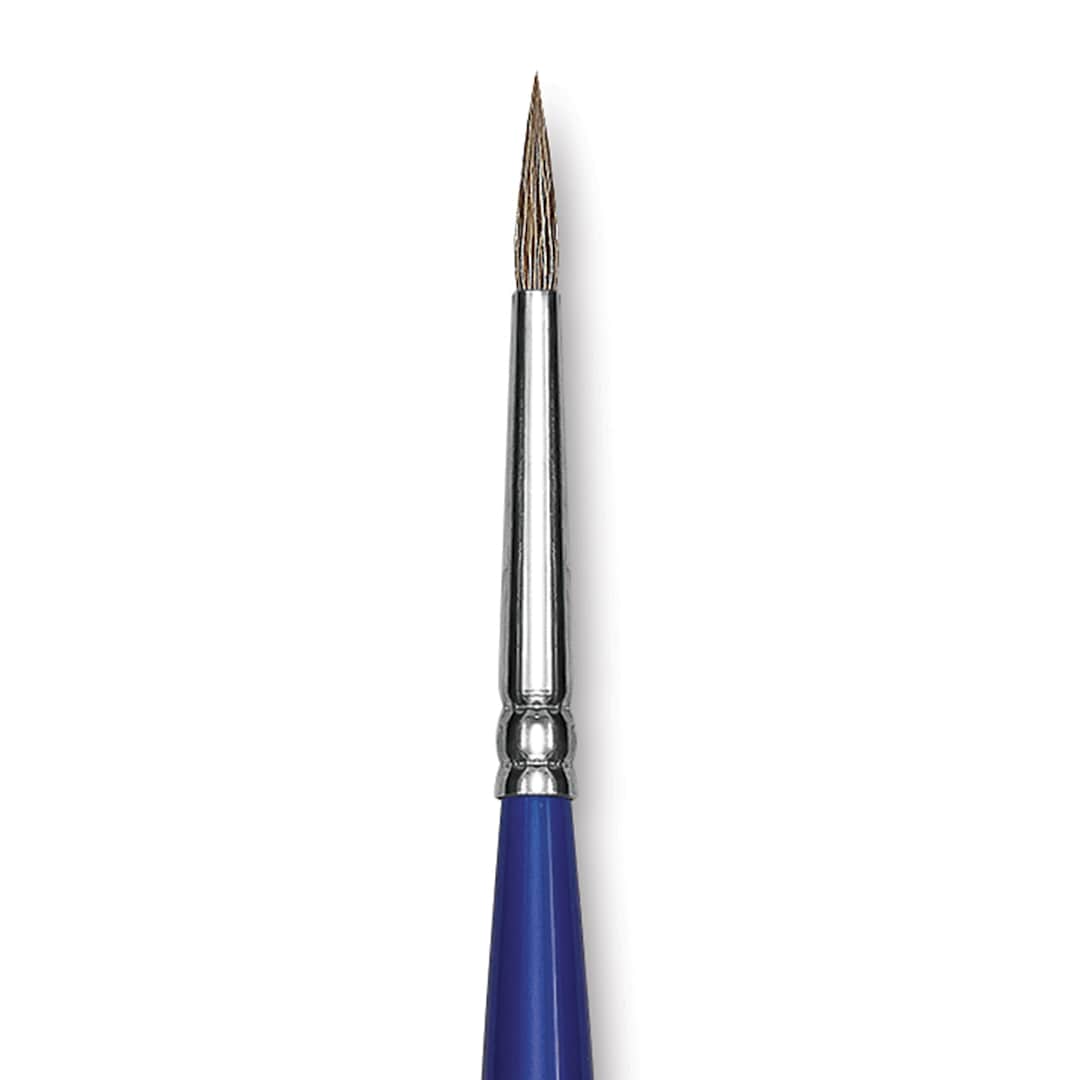 Open in modal - Blick Scholastic Ox Hair Brush - Round, Long Handle, Size 2 close up