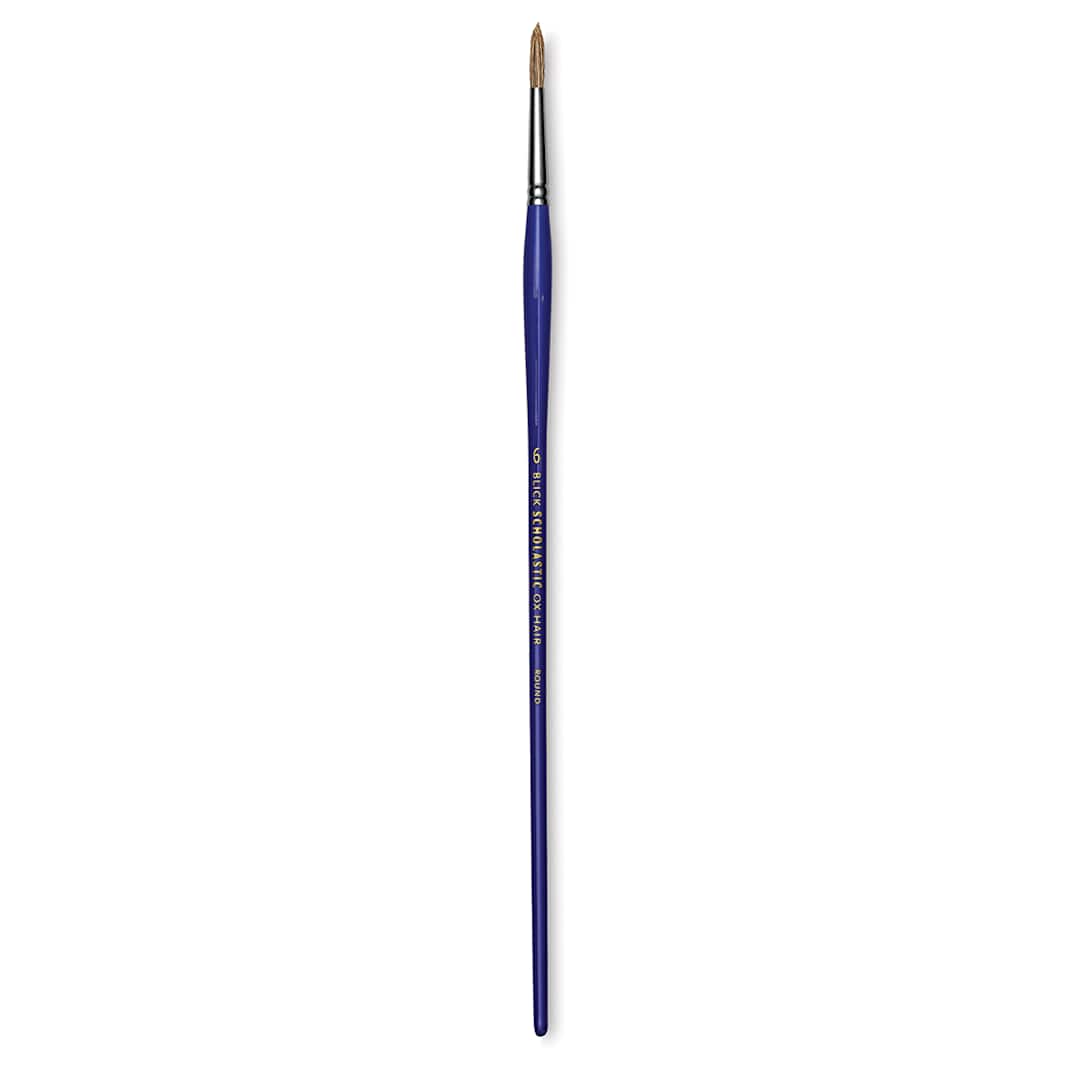 Open in modal - Blick Scholastic Ox Hair Brush - Round, Long Handle, Size 6