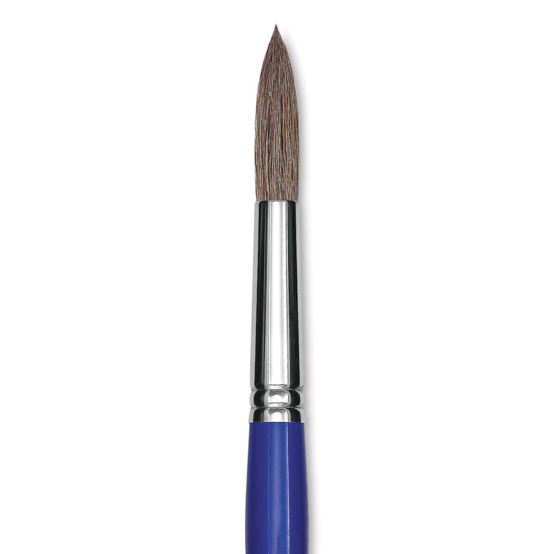 Open in modal - Blick Scholastic Ox Hair Brush - Round, Long Handle, Size 16 close up