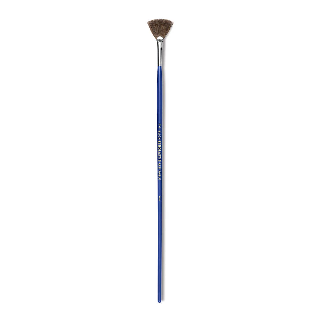 Open in modal - Blick Scholastic Red Sable Brush - Fan, Long Handle, Size 2