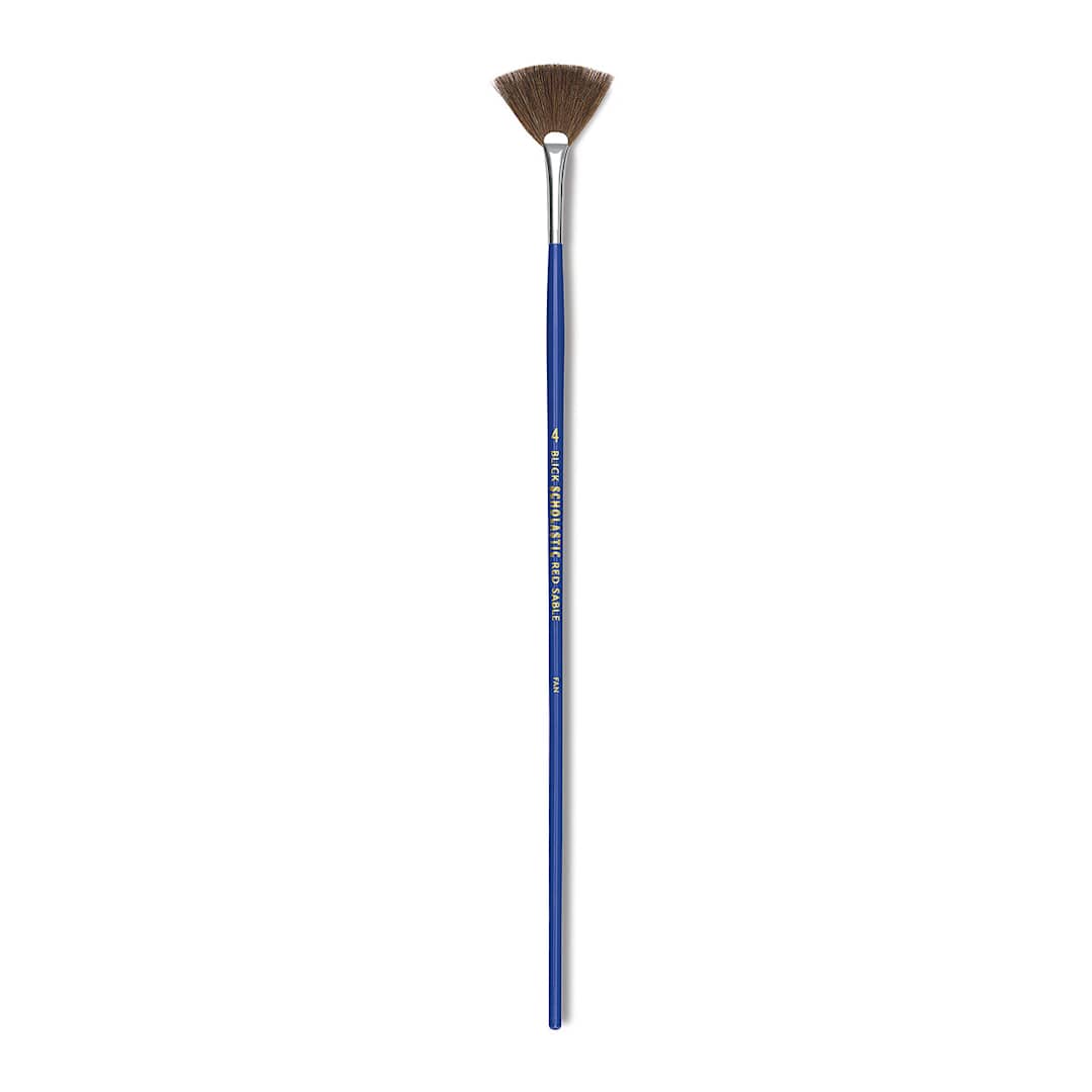 Open in modal - Blick Scholastic Red Sable Brush - Fan, Long Handle, Size 4