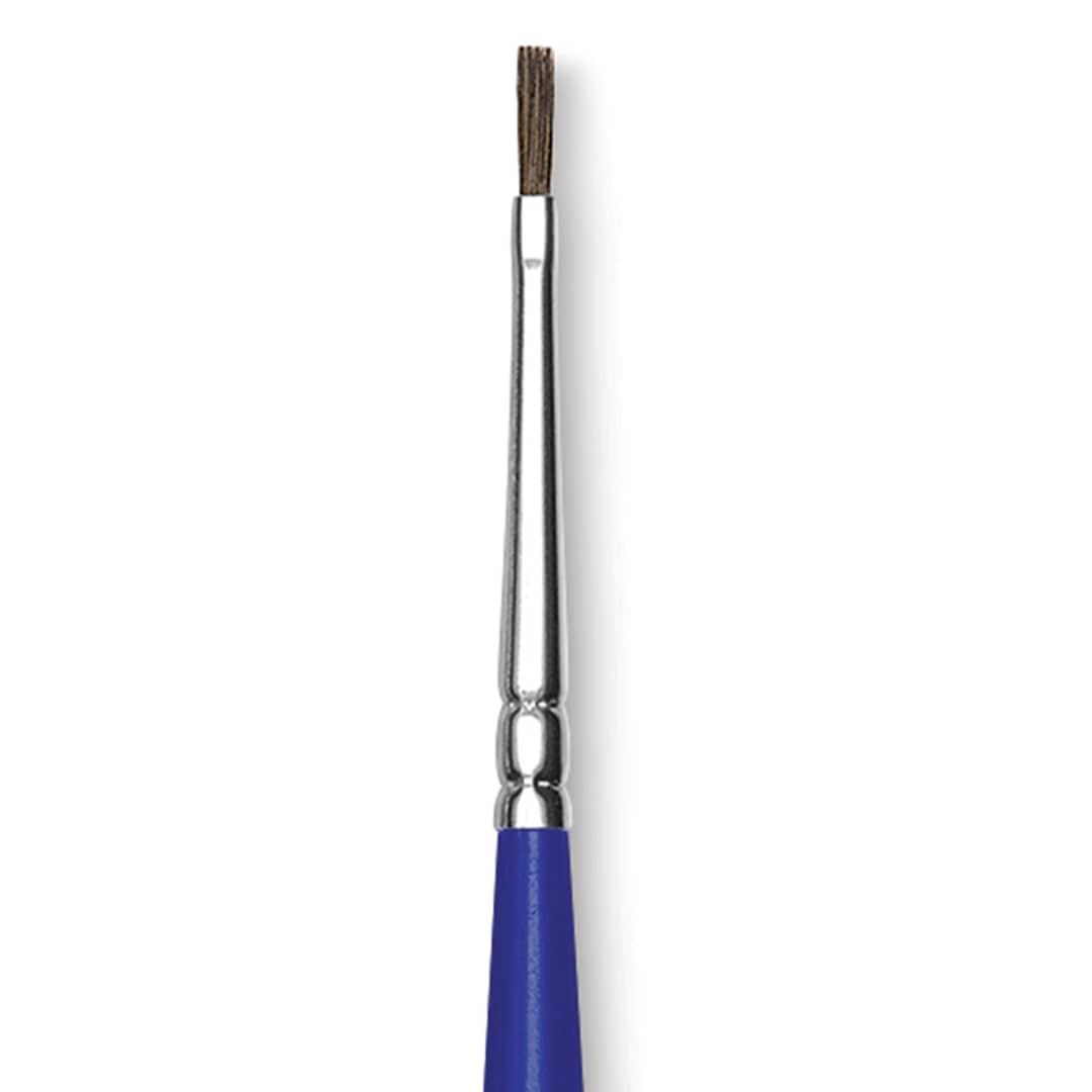 Open in modal - Blick Scholastic Red Sable Brush - Flat, Long Handle, Size 0 close up
