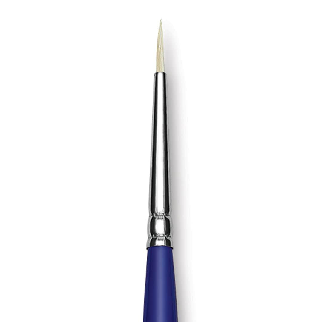 Open in modal - Blick Scholastic White Bristle Brush - Round, Size 0 close up