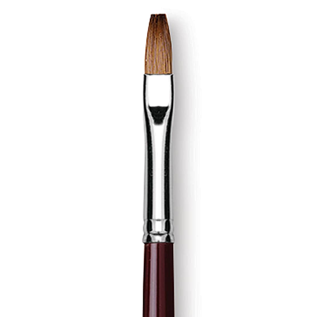 Open in modal - Da Vinci Kolinsky Red Sable Oil Brush - Flat, Long Handle, Size 6 (close-up)