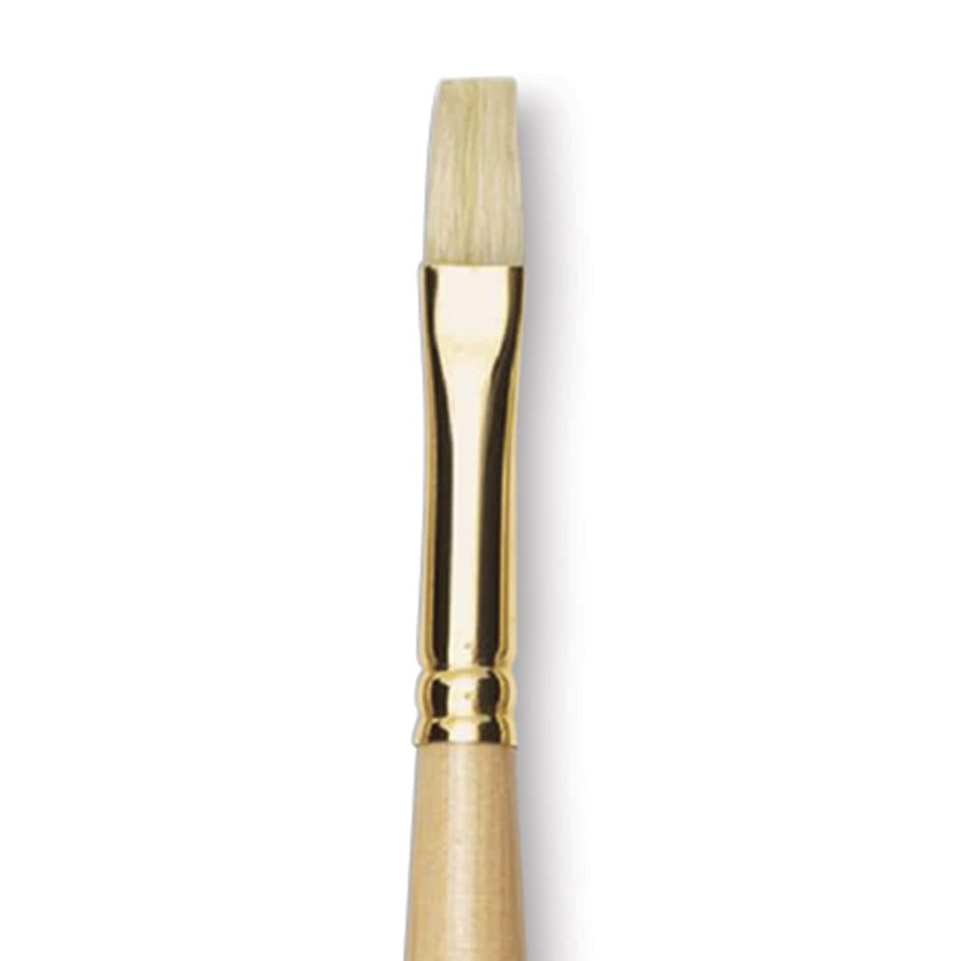Open in modal - Raphaël D'Artigny Interlocked White Bristle Brush - Flat, Long Handle, Size 4