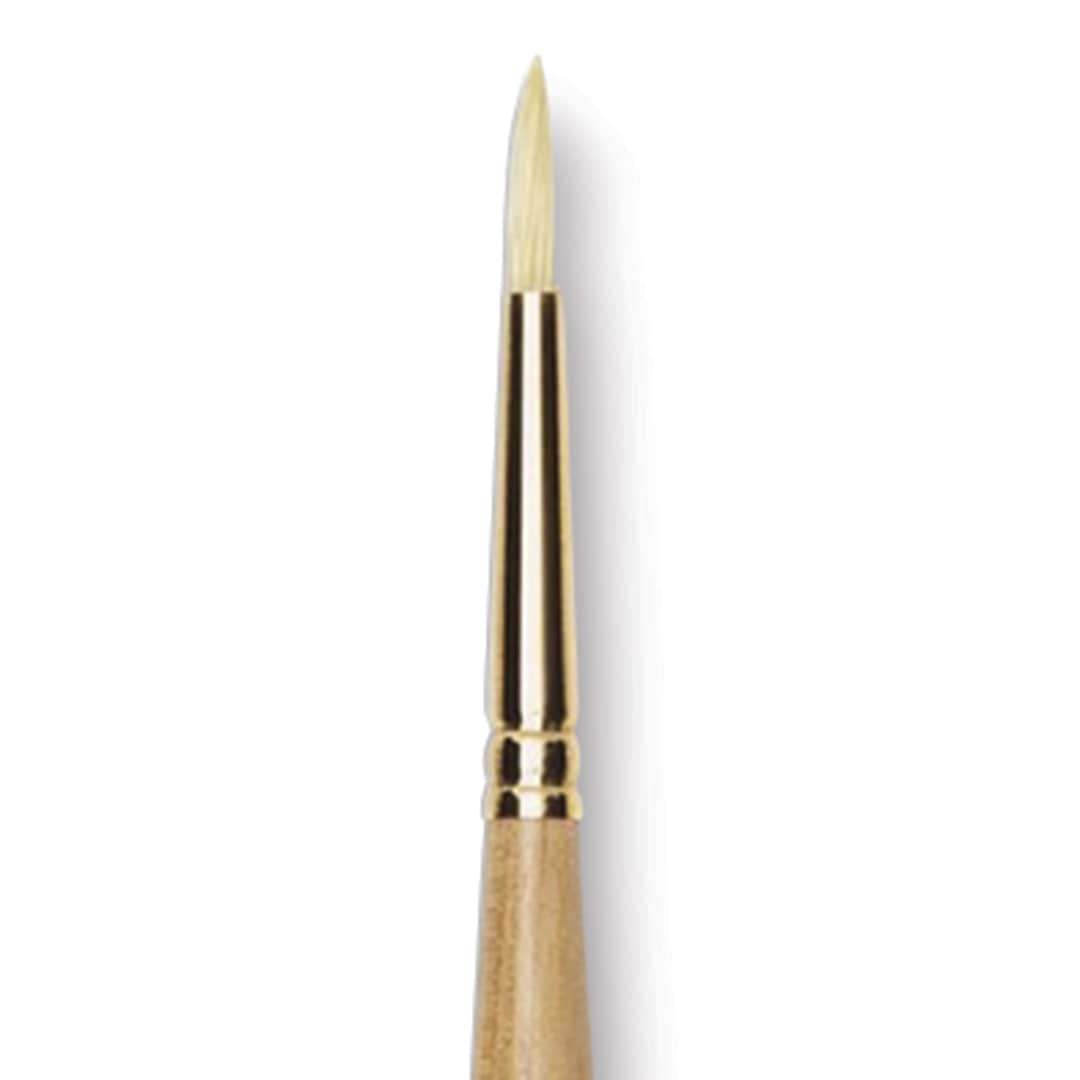 Open in modal - Raphaël D'Artigny Interlocked White Bristle Brush - Round, Long Handle, Size 4