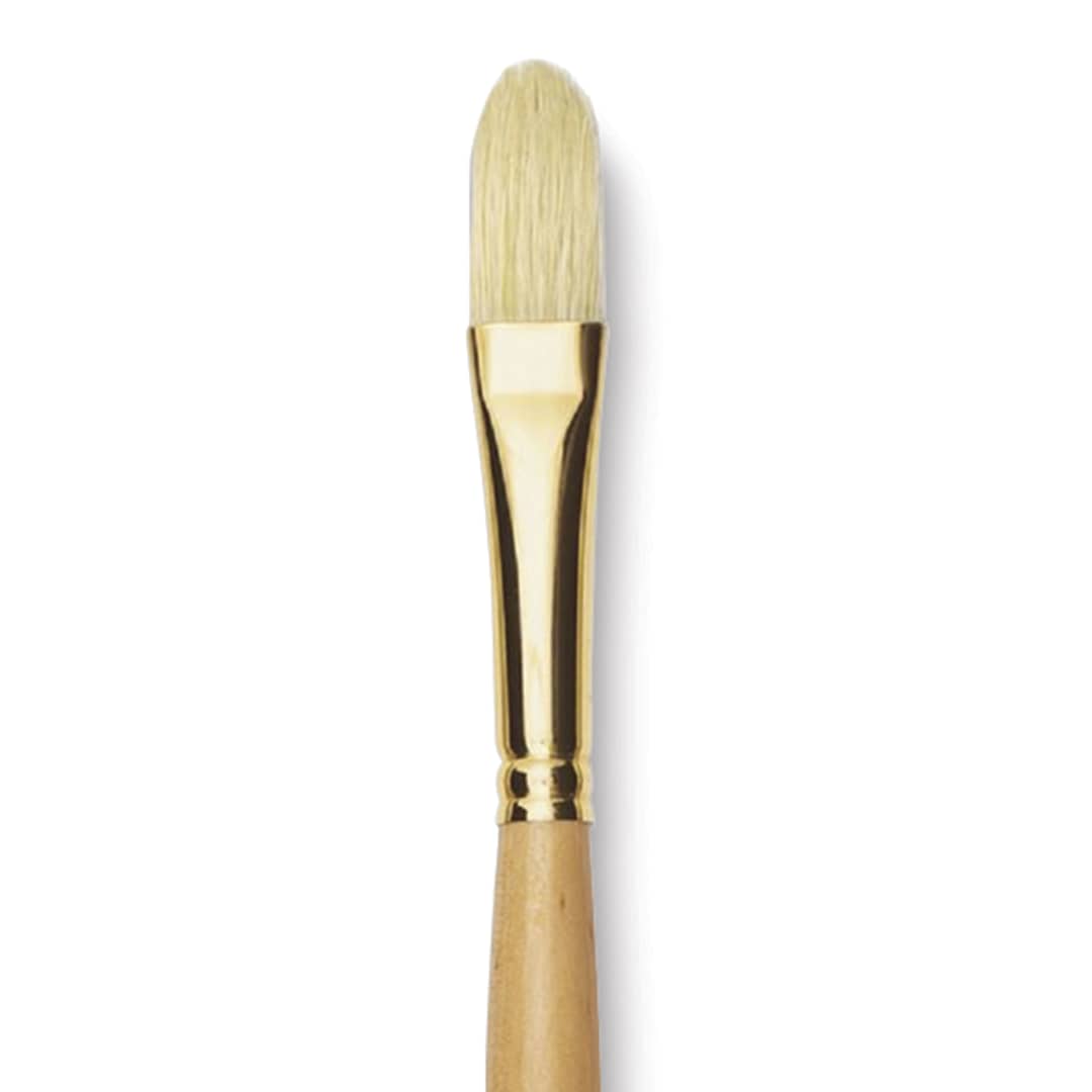 Open in modal - Raphaël D'Artigny Interlocked White Bristle Brush - Filbert, Long Handle, Size 14