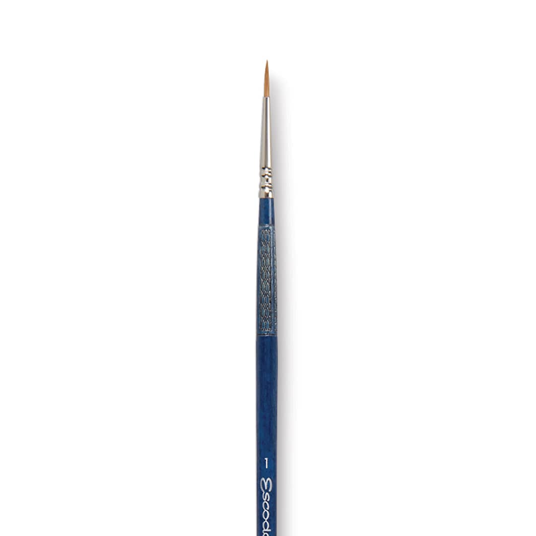 Open in modal - Escoda Optimo Kolinsky Sable Brush - Pointed Round, Long Handle, Size 1 close up