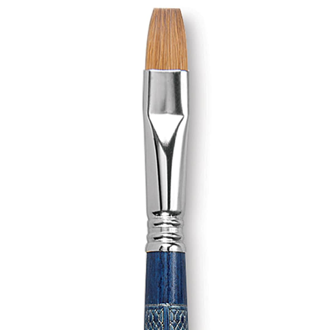 Open in modal - Escoda Optimo Kolinsky Sable Brush - Bright, Long Handle, Size 14 close up