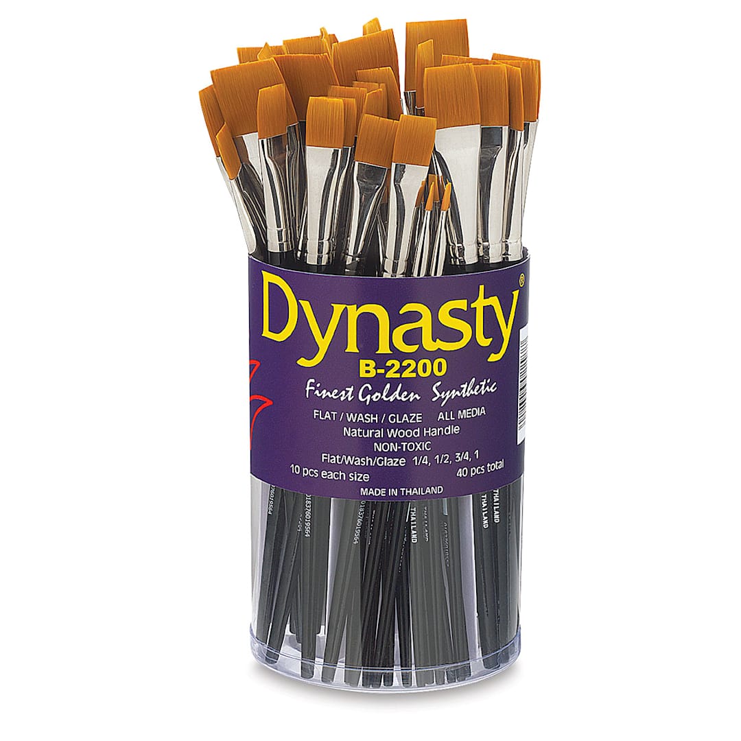 Open in modal - Dynasty Finest Golden Synthetic Brush Set - Flat, Set of 40