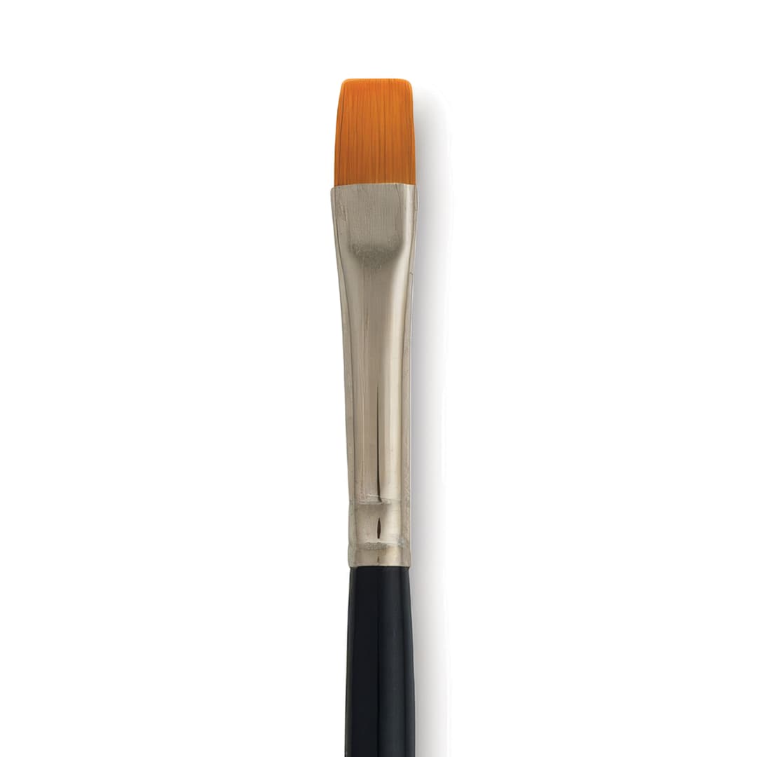 Open in modal - Dynasty Finest Golden Synthetic Brush - Flat Wash, Refill Brush, 1/4", close up