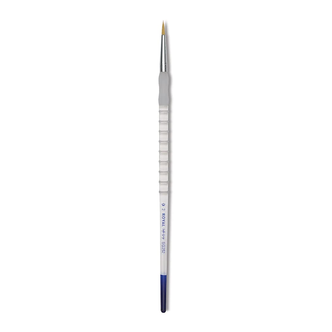Open in modal - Royal & Langnickel Soft Grip Golden Taklon Brush - Round, Long Handle, Size 2