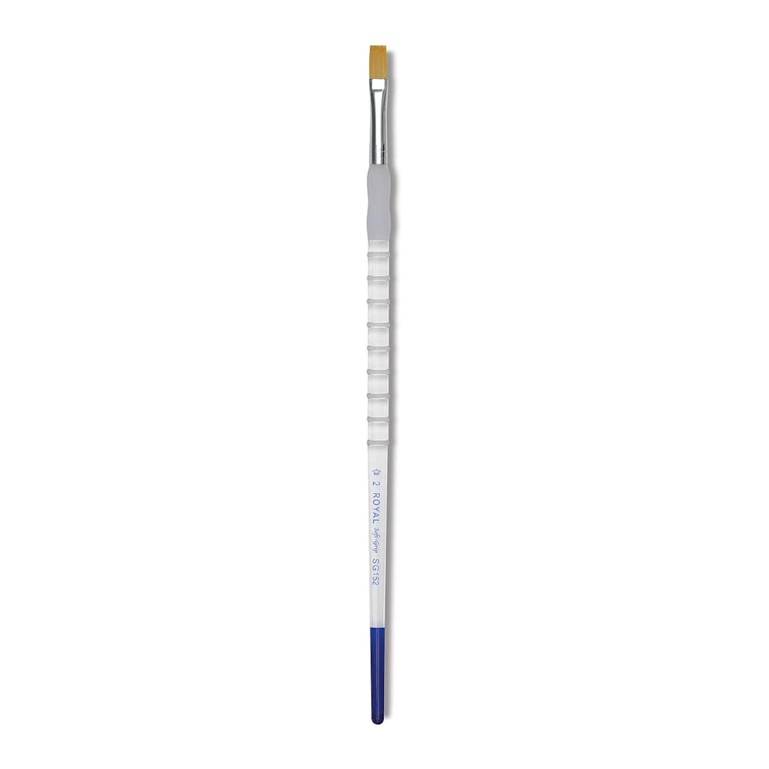 Open in modal - Royal & Langnickel Soft Grip Golden Taklon Brush - Flat, Long Handle, Size 2