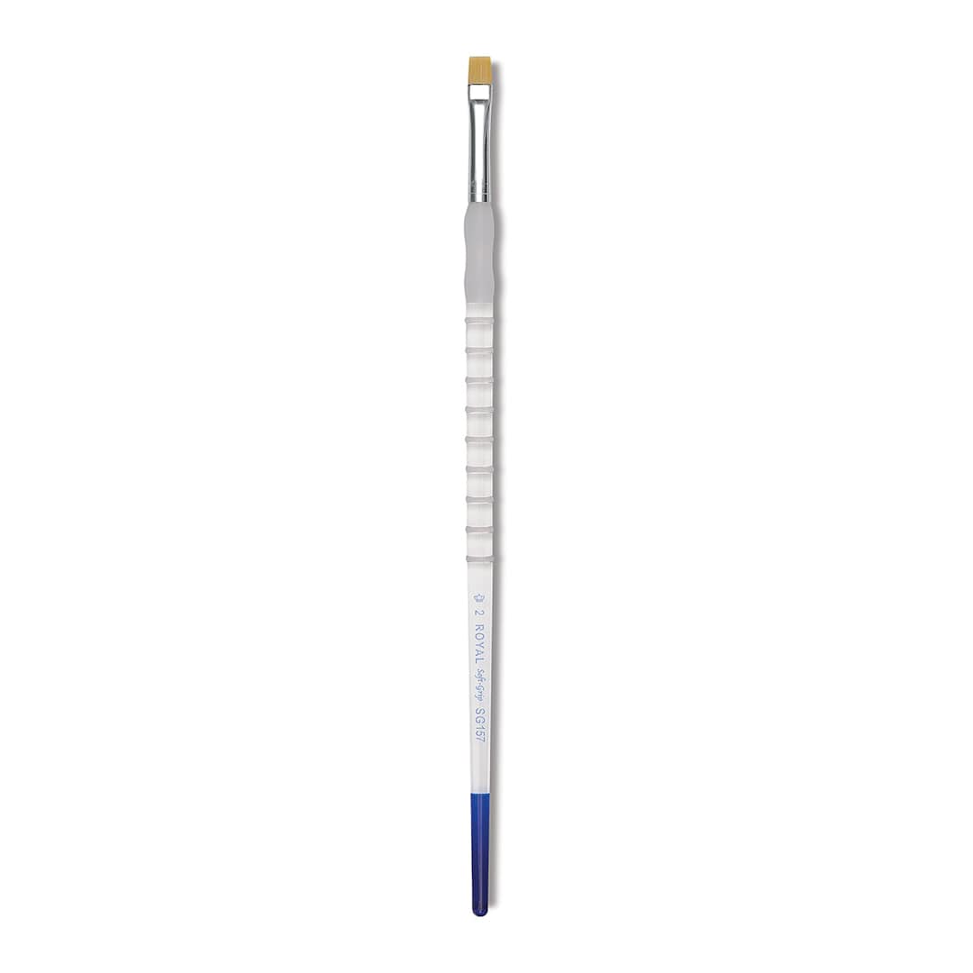 Open in modal - Royal & Langnickel Soft Grip Golden Taklon Brush - Wash, Long Handle, Size 2