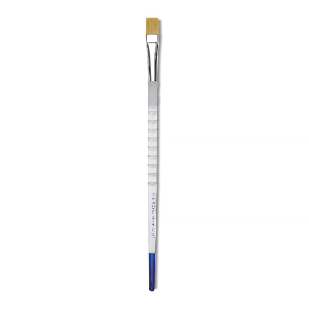 Open in modal - Royal & Langnickel Soft Grip Golden Taklon Brush - Wash, Long Handle, Size 8