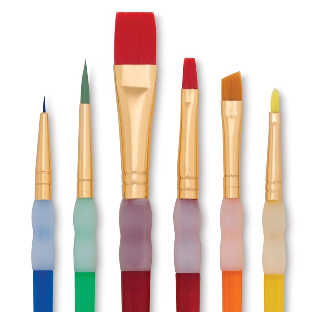Open in modal - Royal & Langnickel Big Kid's Choice Lil' Grippers Synthetic Brushes - Deluxe Beginner, Set of 6