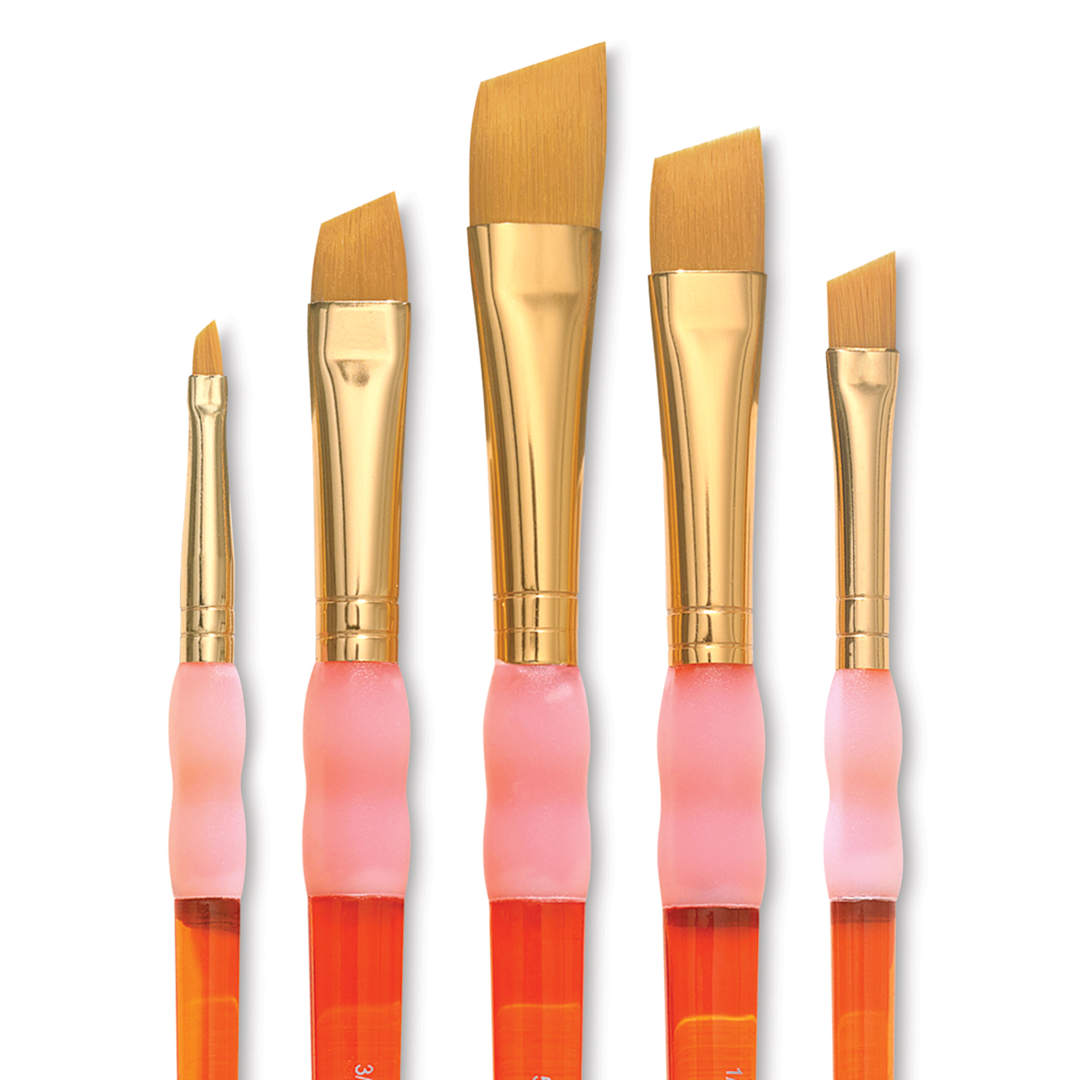 Open in modal - Royal & Langnickel Big Kid's Choice Lil' Grippers Synthetic Brushes - Deluxe Angular, Set of 5
