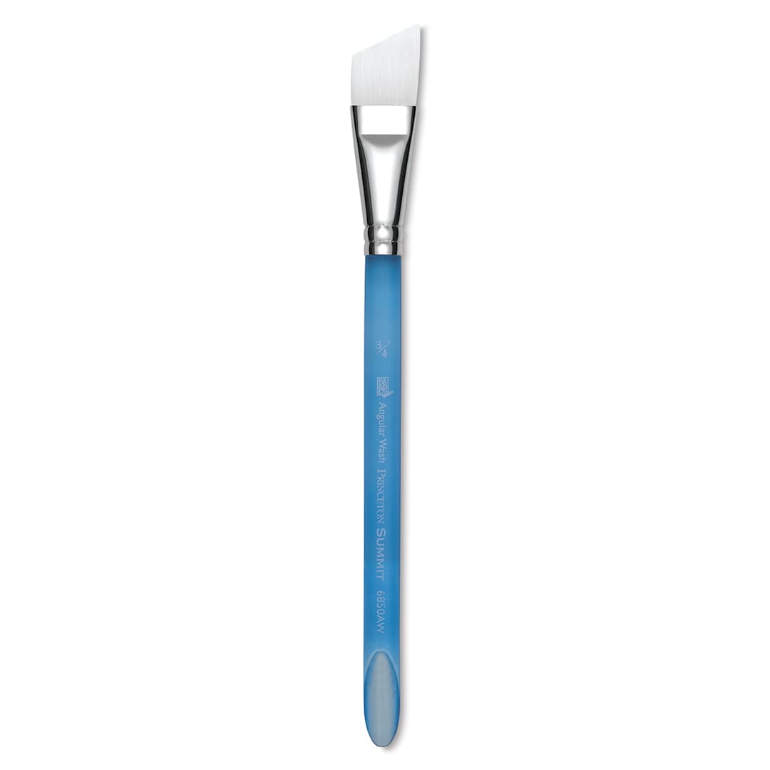 Open in modal - Summit Series 6850 White Soft Synthetic Brushes - Short handled Angular Shader shown upright