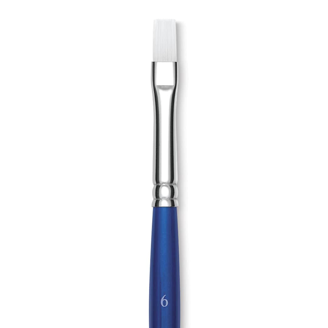 Open in modal - Summit Series 6850 White Soft Synthetic Brushes - Closeup of Flat Shader brush