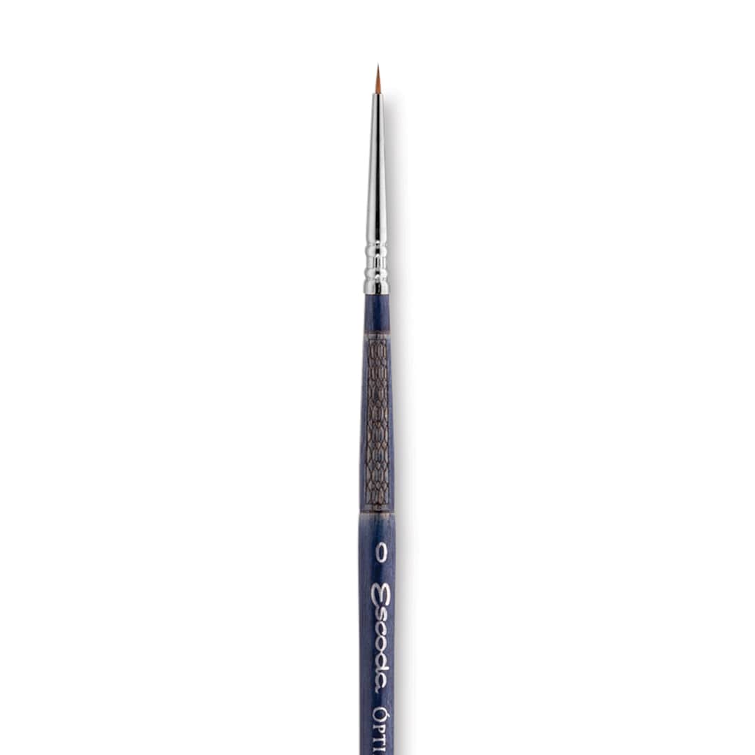 Open in modal - Escoda Optimo Kolinsky Sable Brush - Pointed Round, Short Handle, Size 0