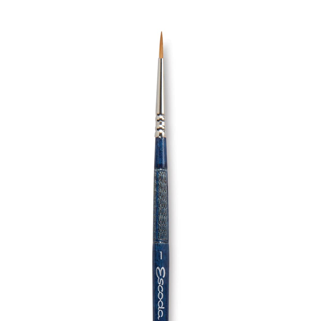 Open in modal - Escoda Optimo Kolinsky Sable Brush - Pointed Round, Short Handle, Size 1