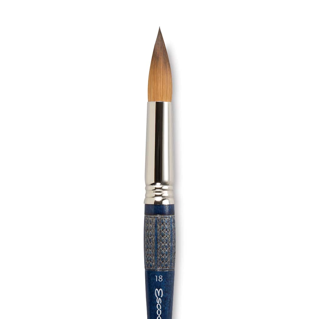 Open in modal - Escoda Optimo Kolinsky Sable Brush - Pointed Round, Short Handle, Size 18