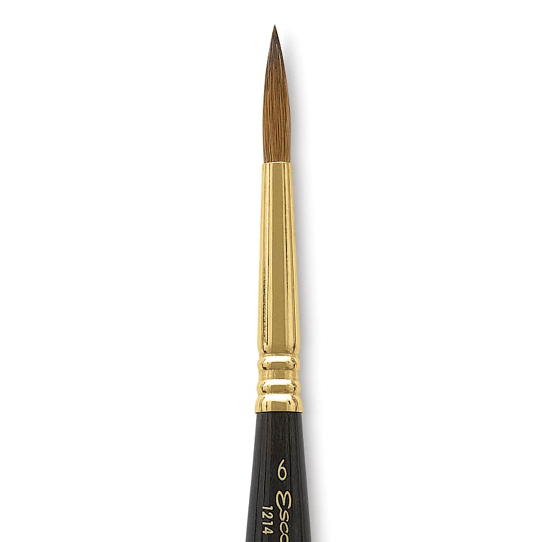 Open in modal - Escoda Reserva Kolinsky-Tajmyr Sable Brush - Pocket Round, Short Handle, Size 6 (close-up)