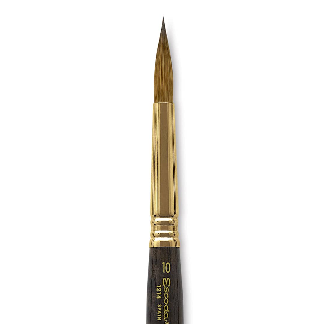 Open in modal - Escoda Reserva Kolinsky-Tajmyr Sable Brush - Pocket Round, Short Handle, Size 10 (close-up)