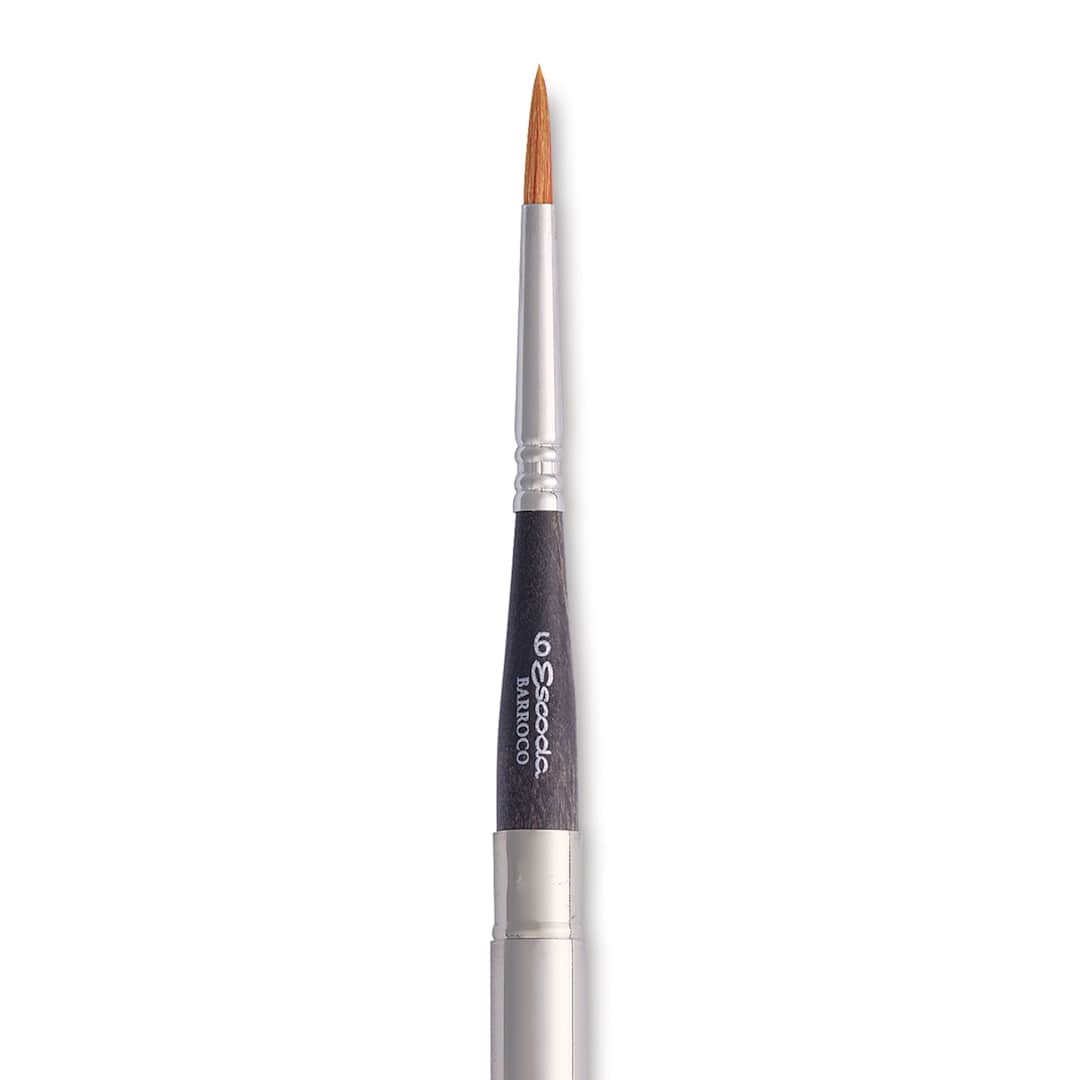 Open in modal - Escoda Barroco Toray Gold Synthetic Travel Brush - Round, Size 6, close-up
