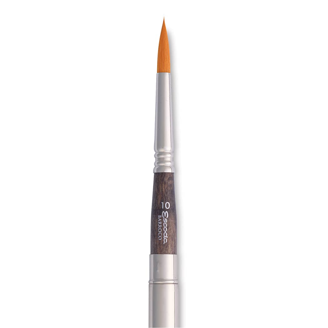 Open in modal - Escoda Barroco Toray Gold Synthetic Travel Brush - Round, Size 10, close-up