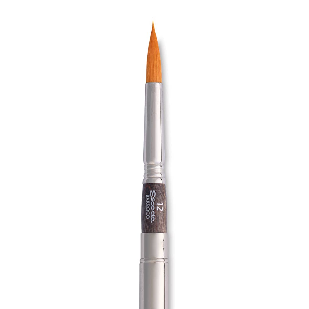 Open in modal - Escoda Barroco Toray Gold Synthetic Travel Brush - Round, Size 12, close-up