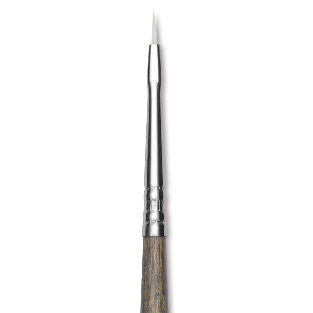 Open in modal - Escoda Perla Toray White Synthetic Brush - Bright, Short Handle, Size 0 (Close-up of brush)