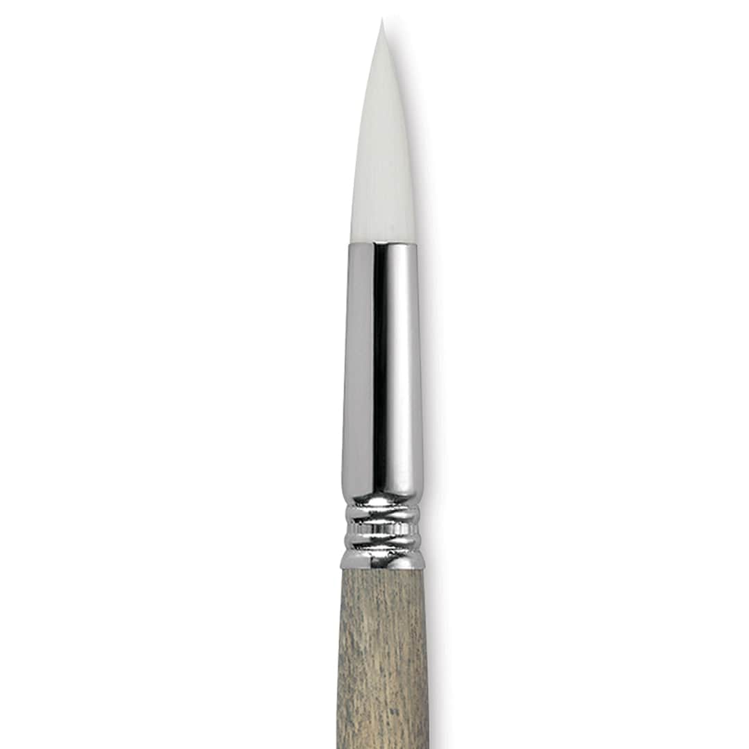 Open in modal - Escoda Perla Toray White Synthetic Brush - Round, Short Handle, Size 16 close up