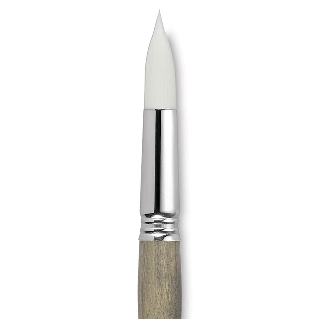 Open in modal - Escoda Perla Toray White Synthetic Brush - Round, Short Handle, Size 20 close up