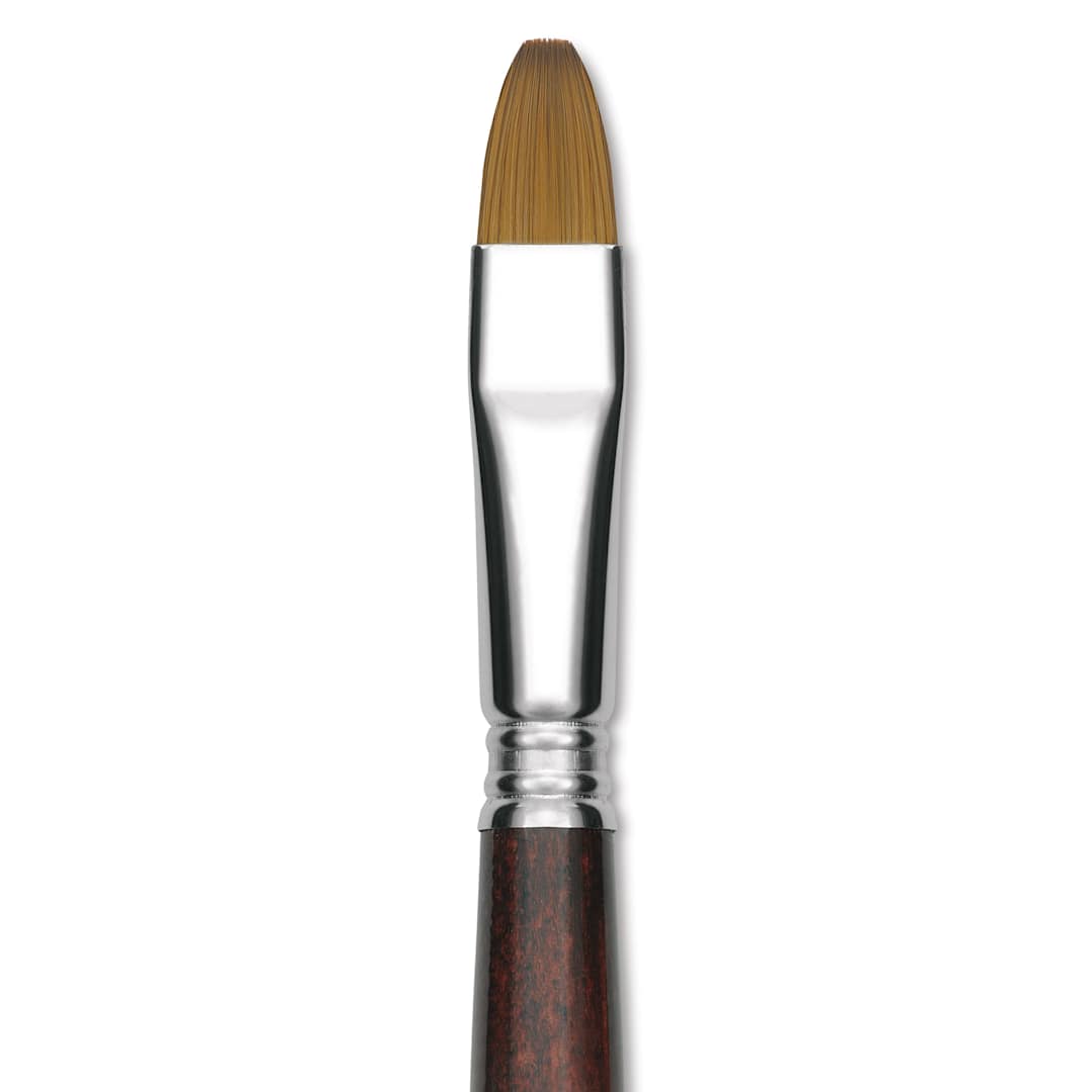Open in modal - Escoda Prado Tame Synthetic Brush - Bright, Short Handle, Size 14 (Close-up of brush)