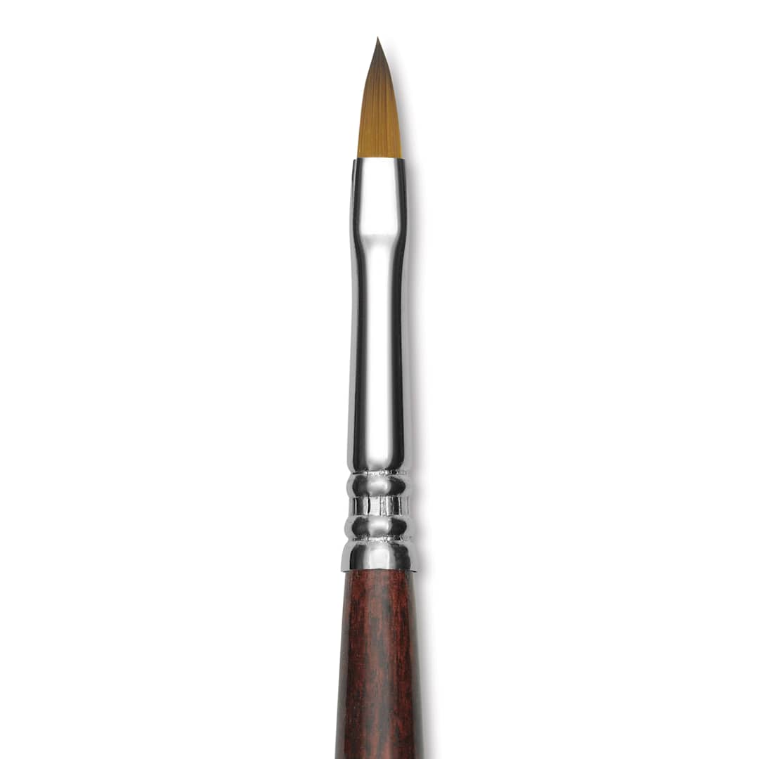 Open in modal - Escoda Prado Tame Synthetic Brush - Filbert, Short Handle, Size 4 (Close-up of brush)