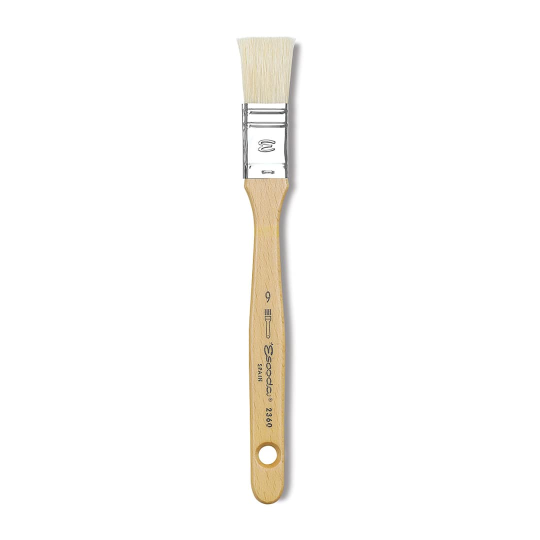 Open in modal - Escoda Clasico Chungking White Bristle Brush - Mottler, Size 9