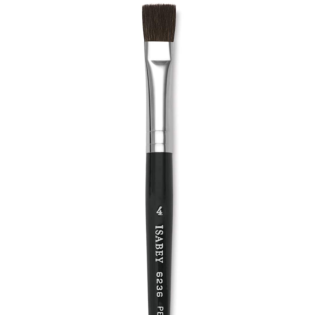 Open in modal - Isabey Siberian Blue Squirrel Brush -  Flat, Short Handle, Size 4