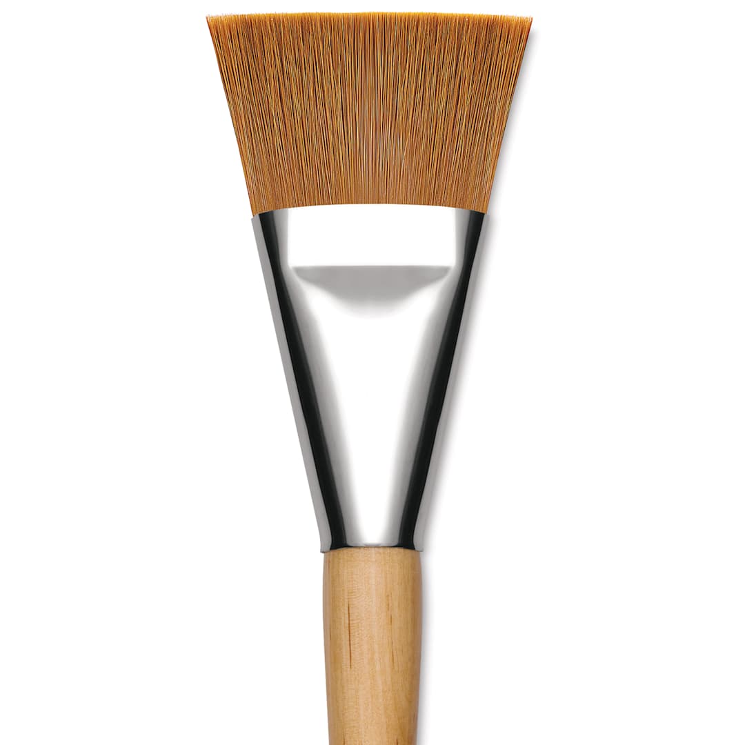 Open in modal - Blick Mega Golden Taklon Brush - Mega Flat, Short Handle, Size 50, close up