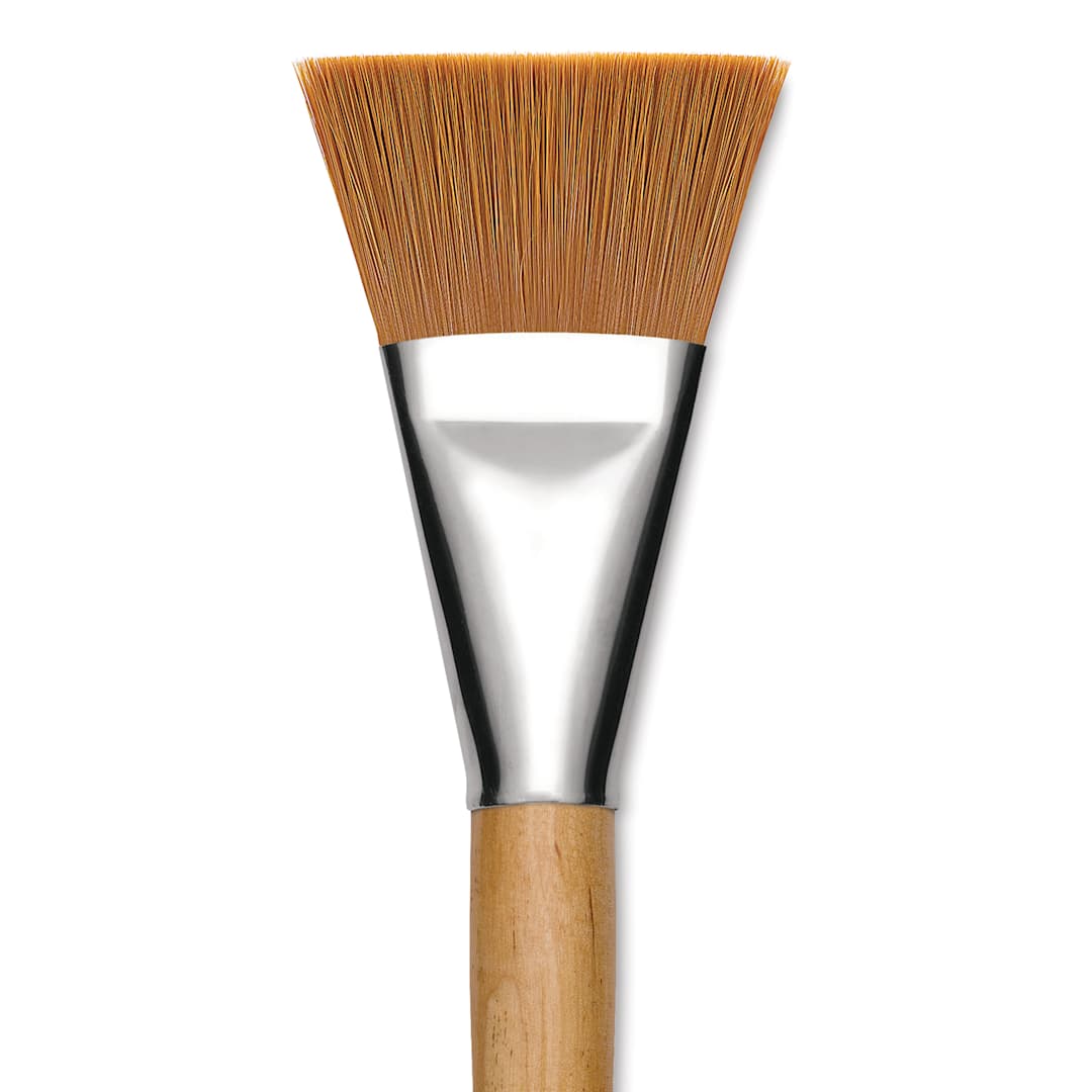 Open in modal - Blick Mega Golden Taklon Brush - Mega Flat, Short Handle, Size 40, close up