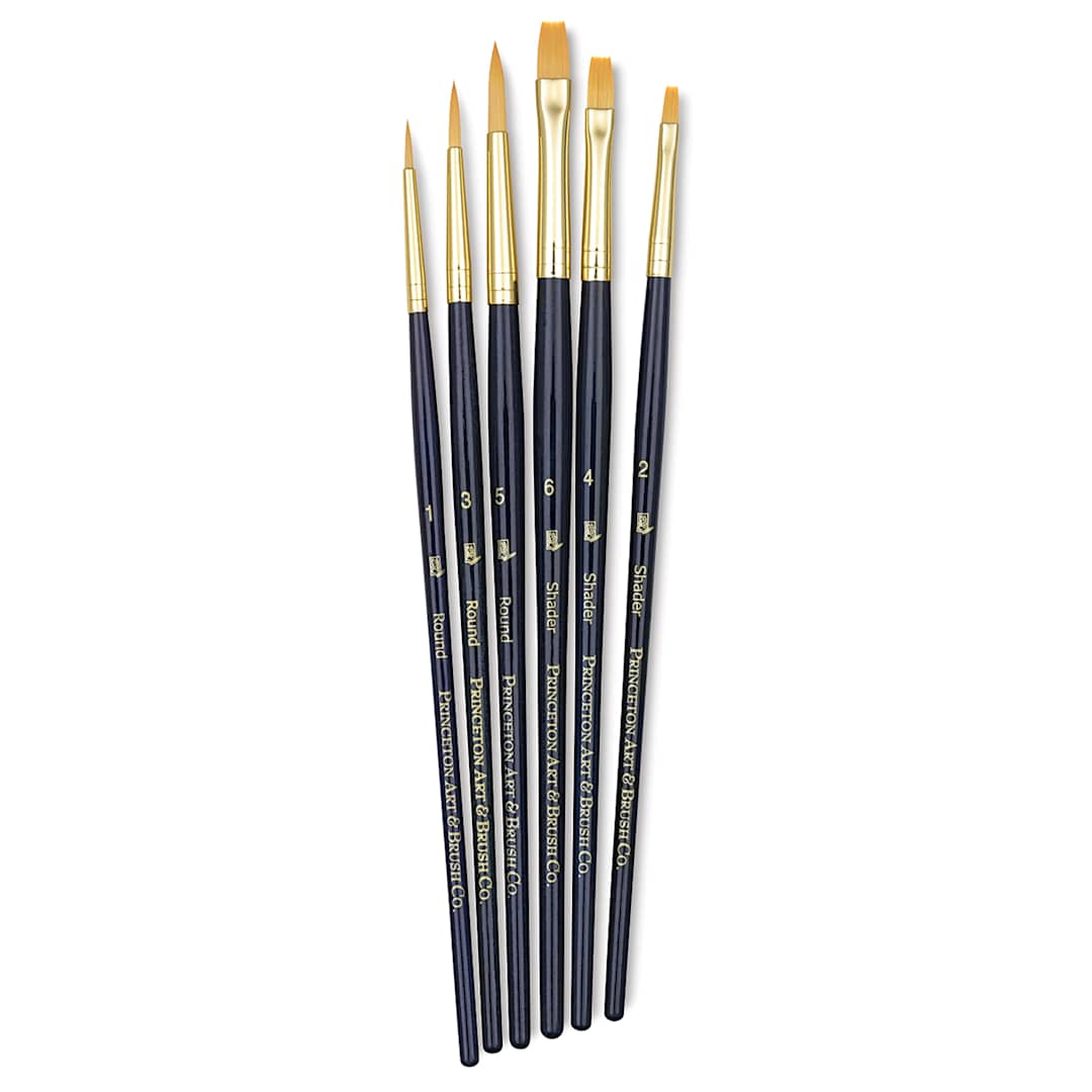 Open in modal - Princeton Real Value Brush Set - 9137, Golden Taklon, Short Handle, Set of 6