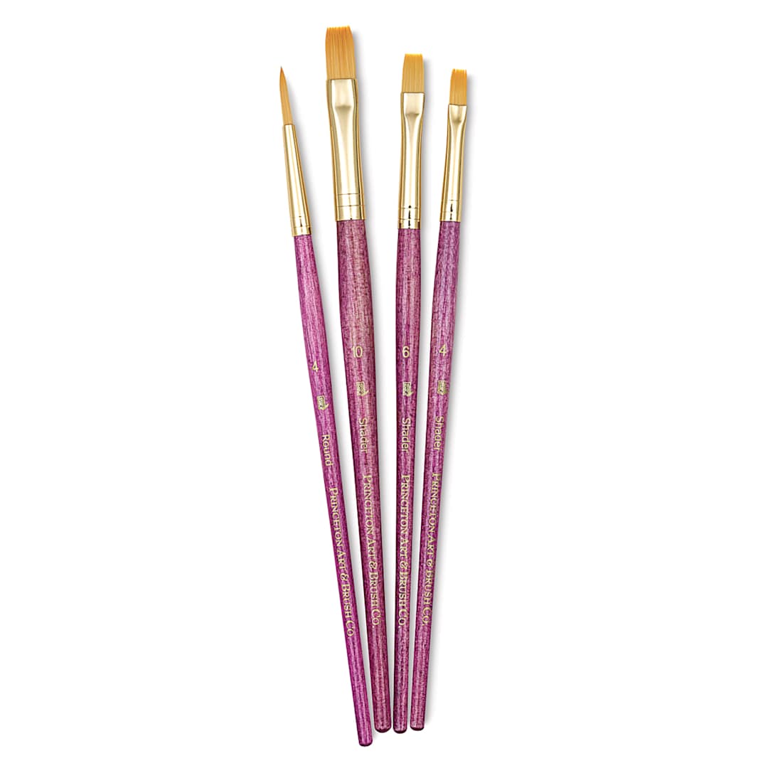 Open in modal - Princeton Real Value Brush Set - 9181, Golden Taklon, Short Handle, Set of 4