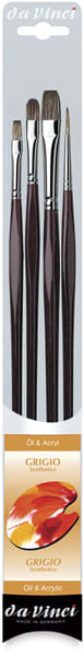 Open in modal - Da Vinci Grigio Synthetic Brushes - Set of 4 brushes shown in package