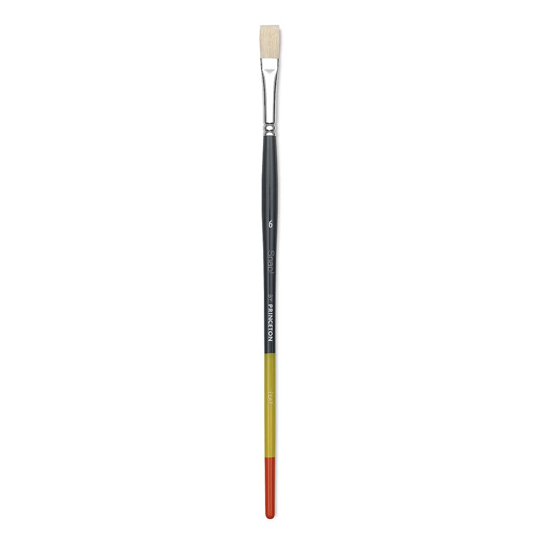 Open in modal - Princeton Snap! Natural Bristle Brush - Flat, Long Handle, Size 6