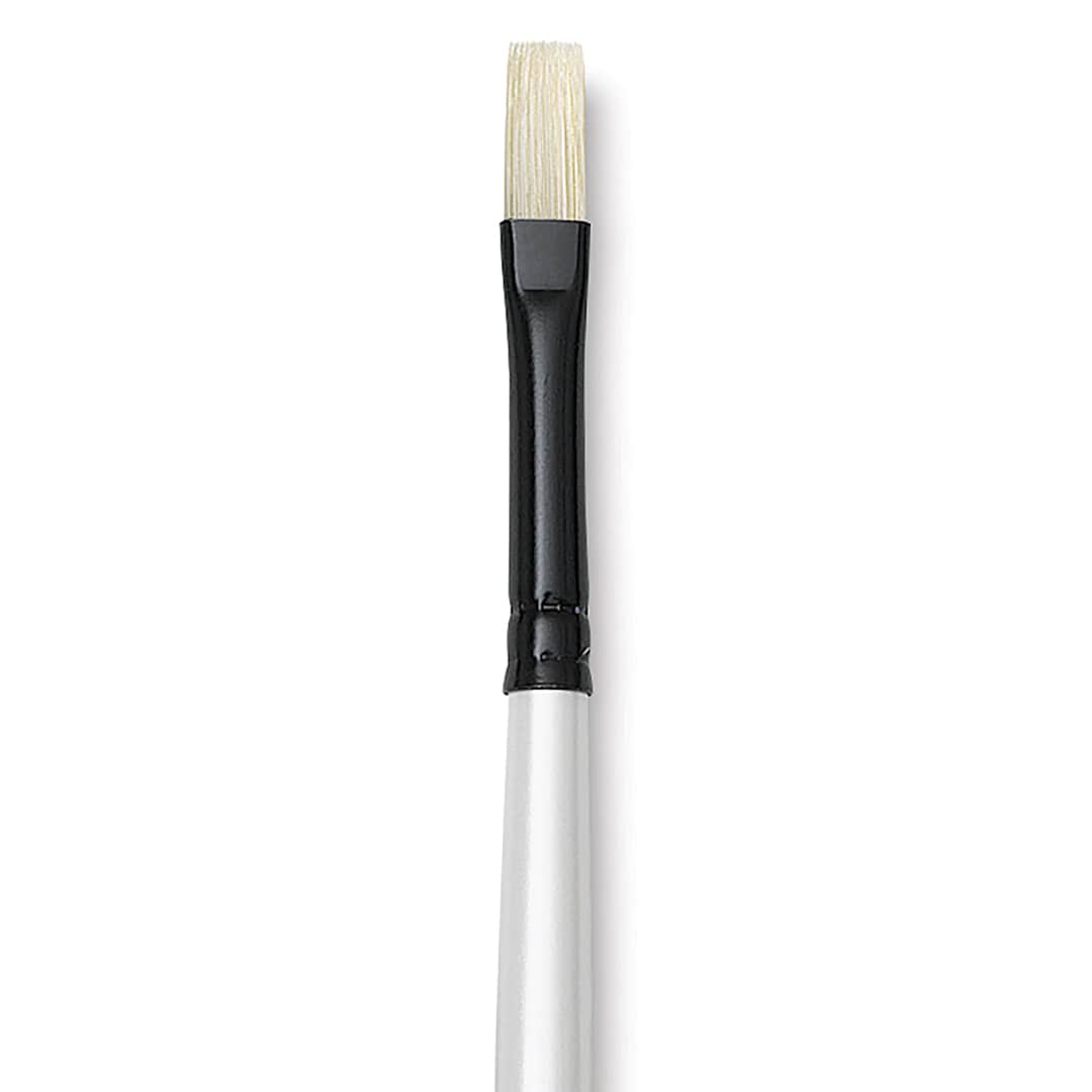 Open in modal - Robert Simmons Simply Simmons Chungking Hog Bristle Brush - Flat, Long Handle, Size 2 close up