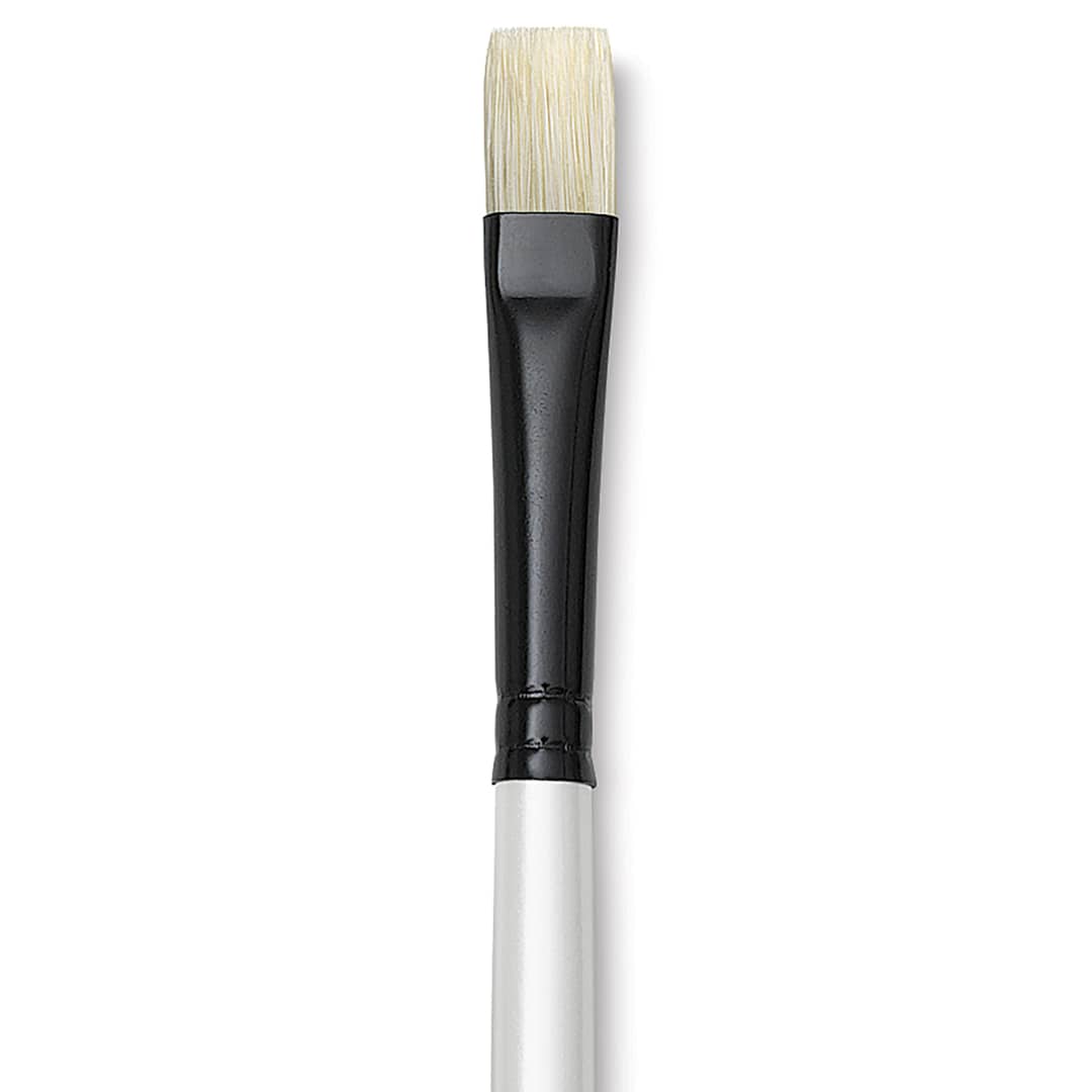 Open in modal - Robert Simmons Simply Simmons Chungking Hog Bristle Brush - Bright, Long Handle, Size 6 close up