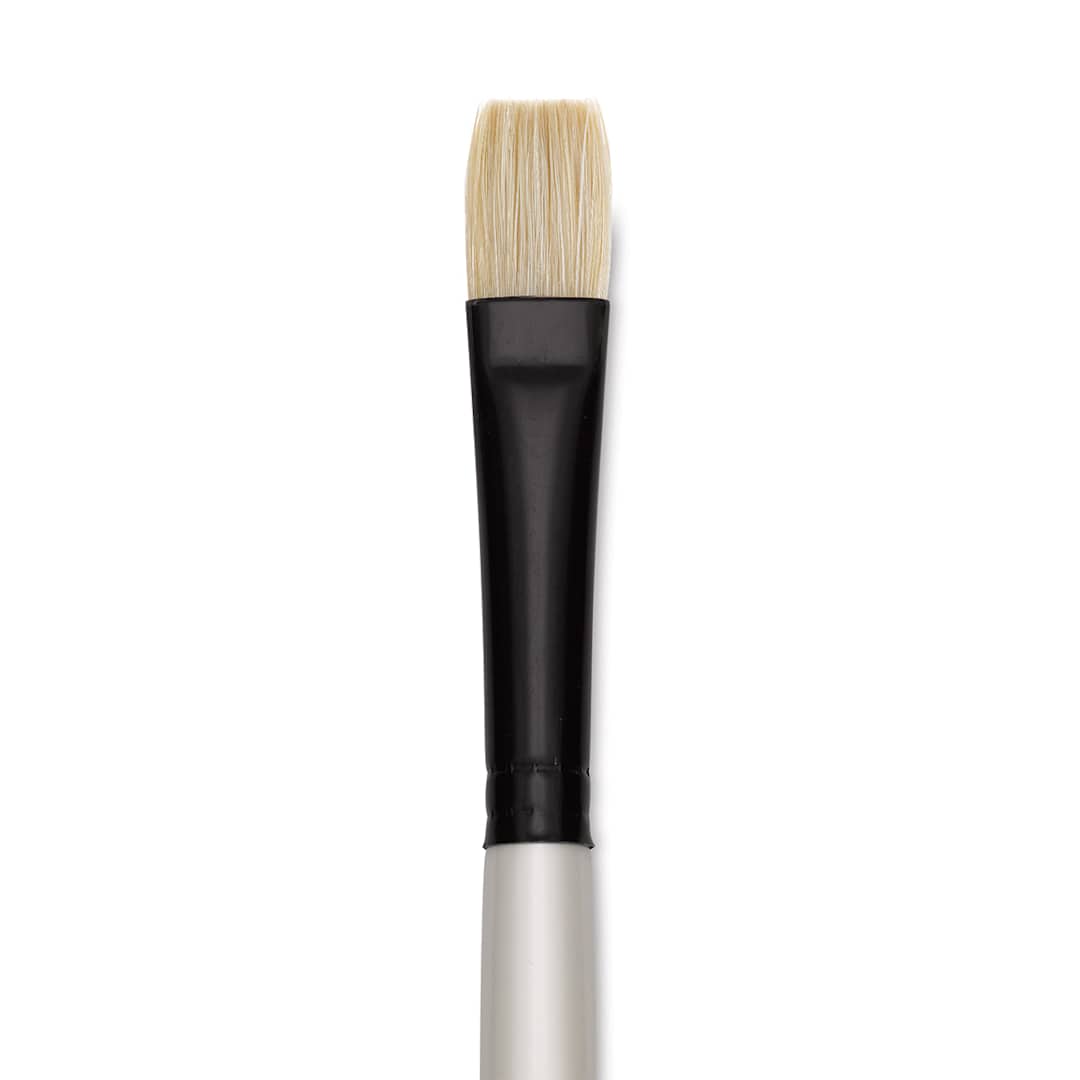 Open in modal - Robert Simmons Simply Simmons Chungking Hog Bristle Brush - Bright, Long Handle, Size 8 close up