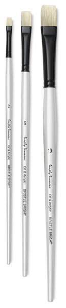 Open in modal - Simply Simmons Chungking Hog Bristle Brushes - 3 sizes of Bright Brushes upright
